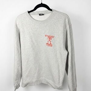 Stussy Tribe Light Gray Crewneck with Red Graphic